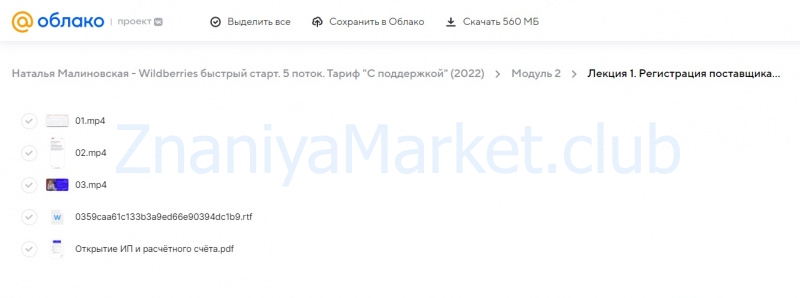 Wildberries быстрый старт. 5 поток. Тариф С поддержкой (Наталья Малиновская) скрин на облаке, фото 2 из 2.