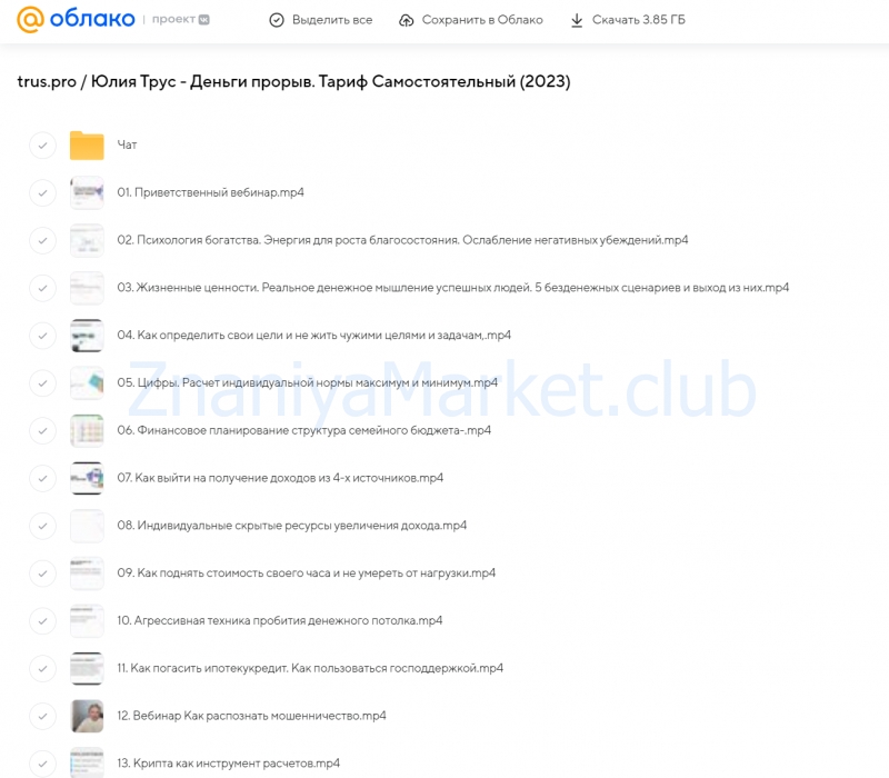 [trus.pro] Деньги прорыв. Тариф Самостоятельный (Юлия Трус) скрин на облаке, фото 2 из 2.