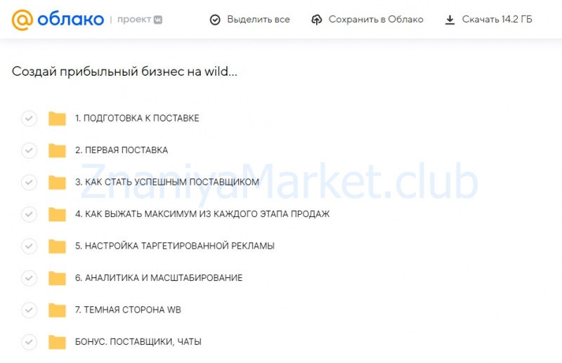 Бизнес на Wildberries с умом 2022 (Ирина Афонина) скрин на облаке, фото 2 из 2.