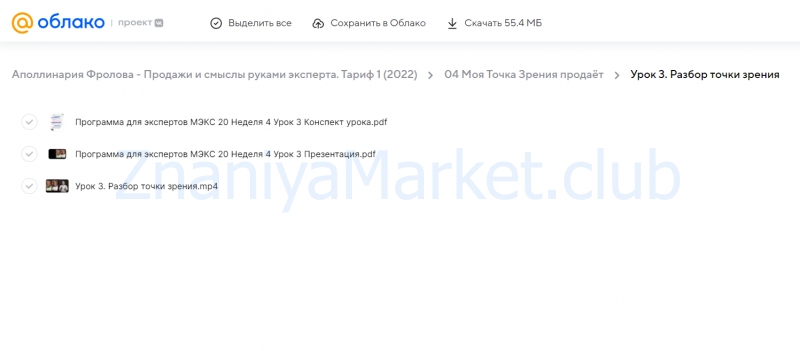 Продажи и смыслы руками эксперта. Тариф 1 (Аполлинария Фролова) скрин на облаке, фото 2 из 2.