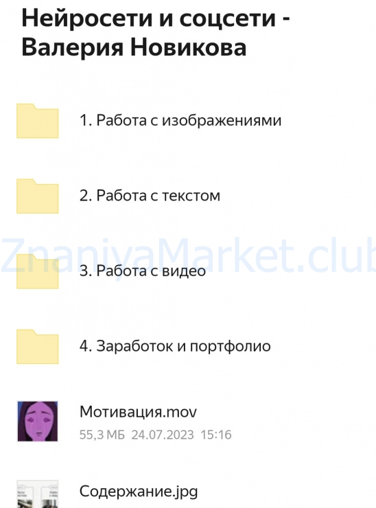 Нейросети и соцсети. Тариф Самостоятельный (Валерия Новикова) скрин на облаке, фото 2 из 2.
