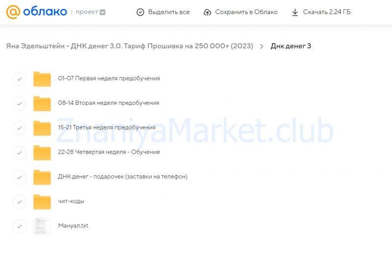 ДНК денег 3.0. Тариф Прошивка на 250 000+ (Яна Эдельштейн) скрин на облаке, фото 2 из 2.