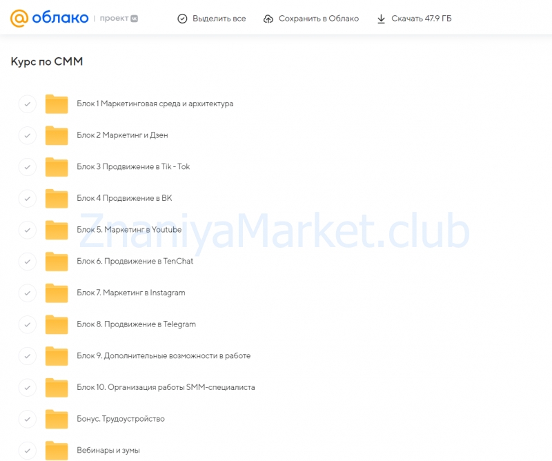 [МАЭР] SMM: Маркетинг в социальных сетях за 60 дней. Тариф Специалист (Юлия Трус, Алекс Волков, Юлия Лазарева, Алена Капелина) скрин на облаке, фото 2 из 2.