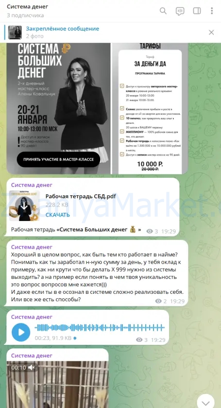 Система больших денег. Тариф За деньги Да (Алена Ковальчук) скрин на облаке, фото 2 из 2.