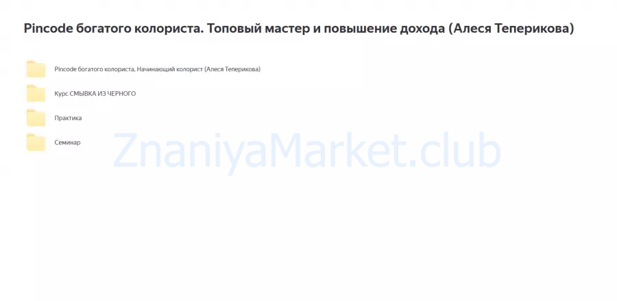 Pincode богатого колориста. Топовый мастер и повышение дохода (Алеся Теперикова) скрин на облаке, фото 2 из 2.