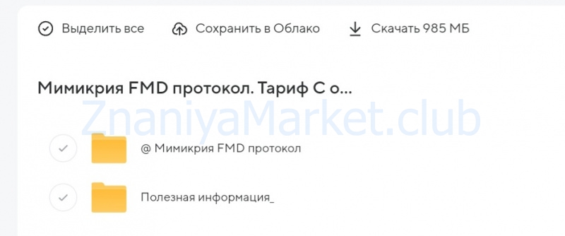 Мимикрия FMD протокол. Тариф С обратной связью (Лена Риндыч) скрин на облаке, фото 2 из 2.