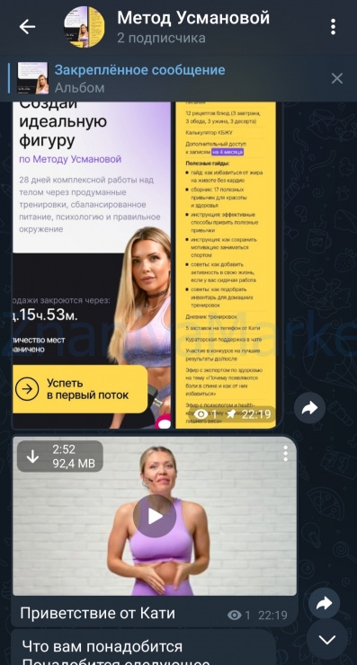 Метод Усмановой. Фитнес-программа. Тариф Продвинутый (Екатерина Усманова) скрин на облаке, фото 2 из 2.