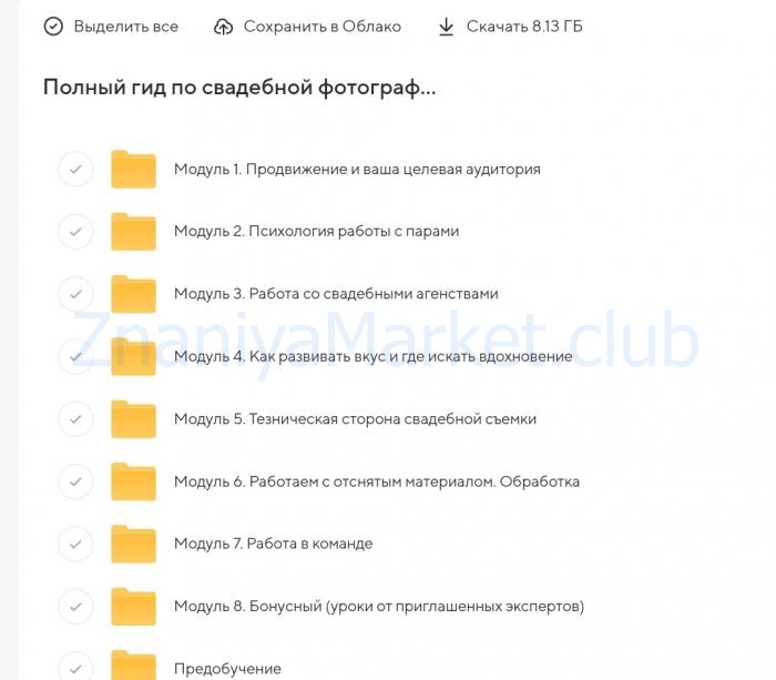 Полный гид по свадебной фотографии. Тариф Prof (Настя Николаева) скрин на облаке, фото 2 из 2.