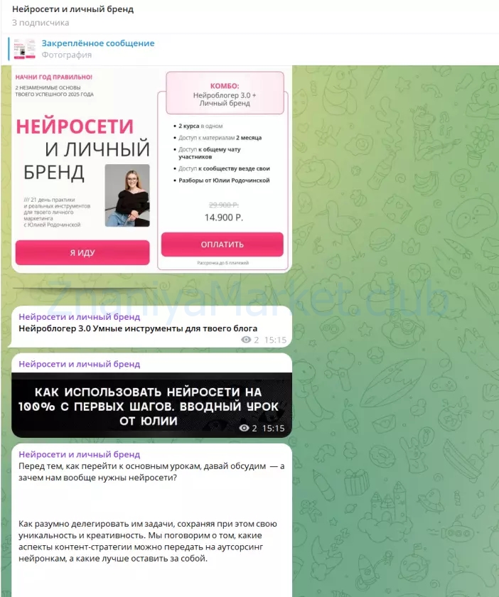 Нейросети и личный бренд. Тариф Комбо: Нейроблогер 3.0 + Личный бренд (Юлия Родочинская) скрин на облаке, фото 2 из 2.