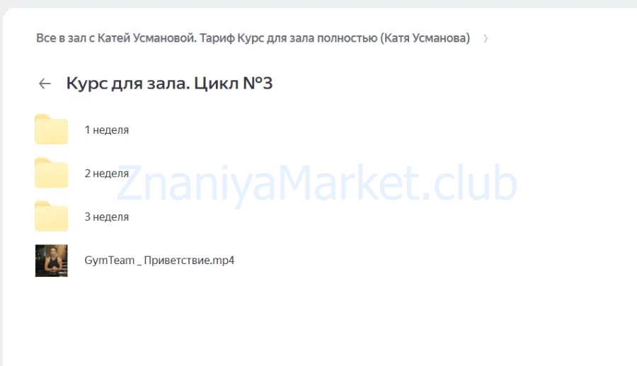 Все в зал с Катей Усмановой. Тариф Курс для зала полностью (Катя Усманова) скрин на облаке, фото 2 из 2.