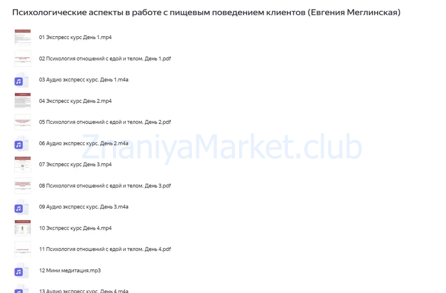 Психологические аспекты в работе с пищевым поведением клиентов (Евгения Меглинская) скрин на облаке, фото 2 из 2.